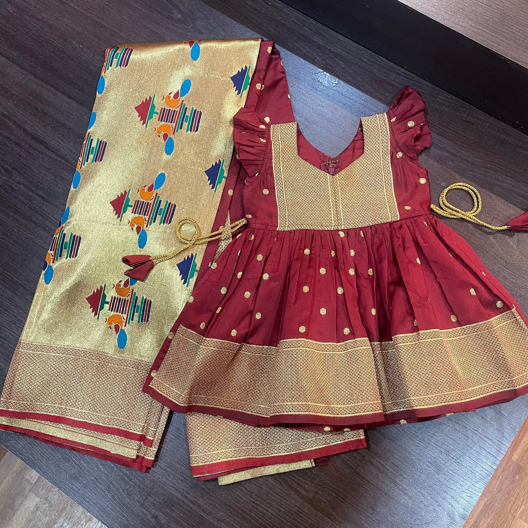 Kerala Kasavu Frocks – Stanwells Kids