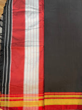 Load image into Gallery viewer, Black Golden Marron Border Cotton Silk Saree &amp; Frock combo we
