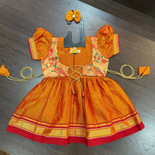 Load image into Gallery viewer, Yellow Khun Silk with Paithani Combination Silk Frock
